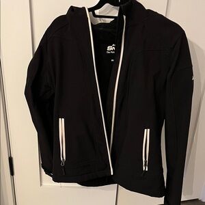 Women's Snozu Black Hooded Waterproof Softshell Jacket with White Trim